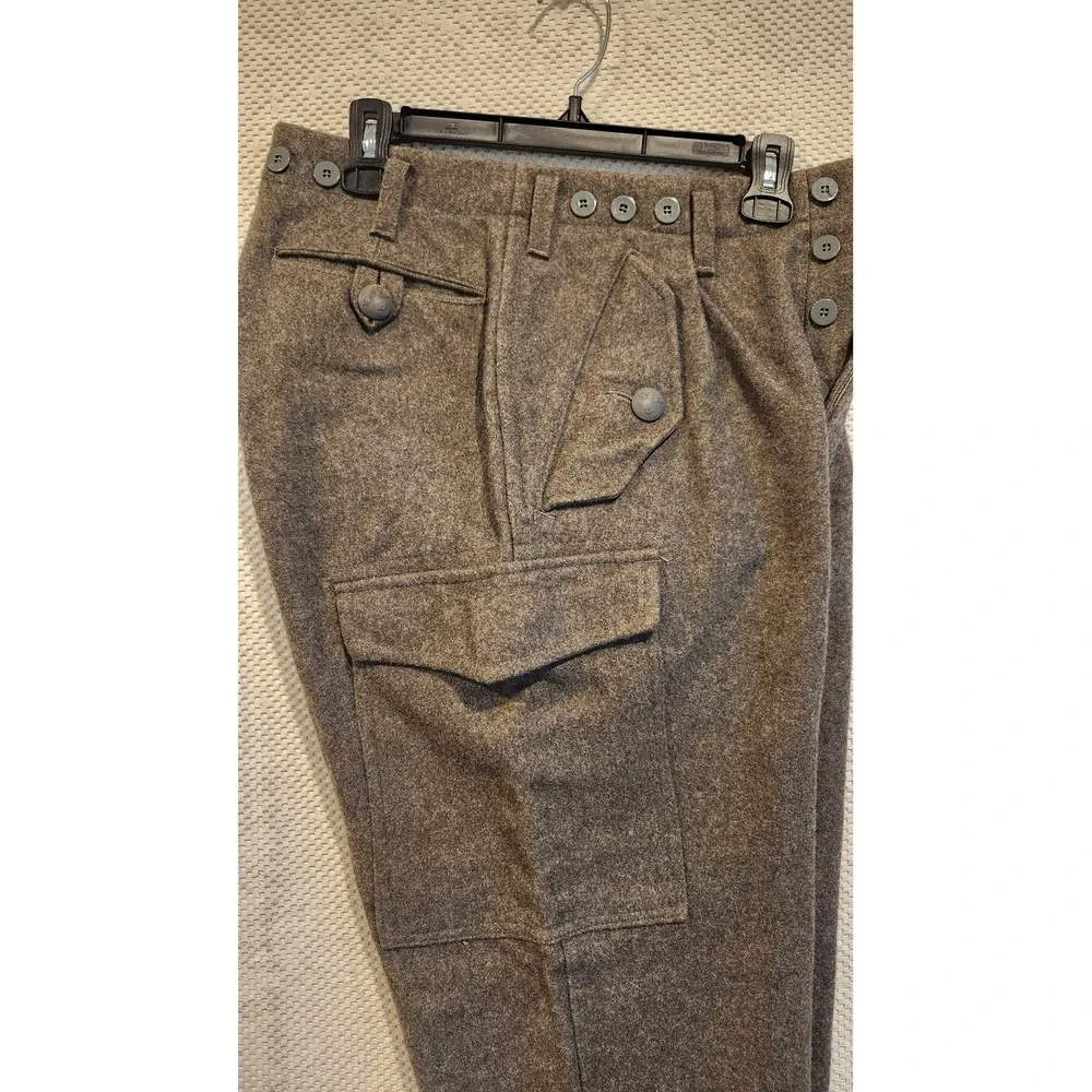 Vintage Swedish Military 1960 Wool Cargo Pants Grey Brown 29x27 M58 Vietnam Era‎